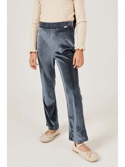 One Friday - Girls Grey Cotton Blend Solid Jegging