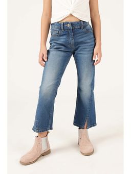 One Friday - Girls Blue Cotton Textured Jeans