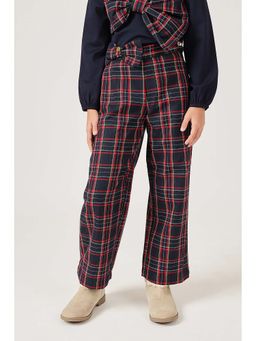 One Friday - Girls Multi-Color Polyester Checks Trouser