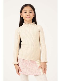 One Friday - Girls Off White Viscose Solid Top