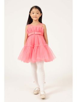 One Friday - Girls Pink Polyester Solid Dress