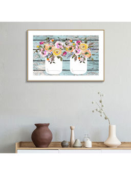 HomeTown - Simon Floral Jars Glossy Mdf Print Painting, Multicolor 40X60Cm
