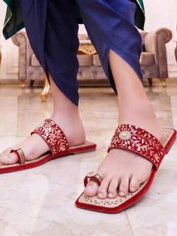 Mochi - Women Red Party Flats