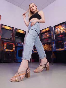 Mochi - Women Beige Casual Block Heels