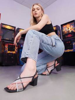 Mochi - Women Black Casual Block Heels