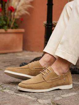 Carlton London - Men Beige Boat Shoes