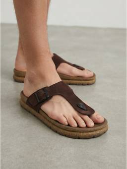 Carlton London - Men Brown Suede Comfort Sandals