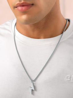 Yellow Chimes - Fashion Silver Lightning Bolt Shaped Pendant for Men