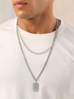 Yellow Chimes - Chain Pendant Multi Layered Dog Tag Neck Chain for Men