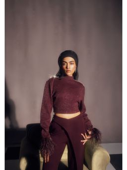 Lea Clothing - Sakara Shimmer Sweater Burgundy