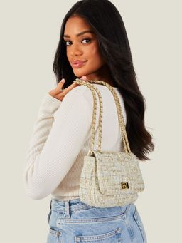 Accessorize London - Women's Pastel Boucle Woven Twist Lock Sling Bag