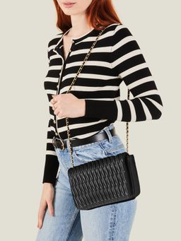 Accessorize London - Women's Black Textured Sling Bag