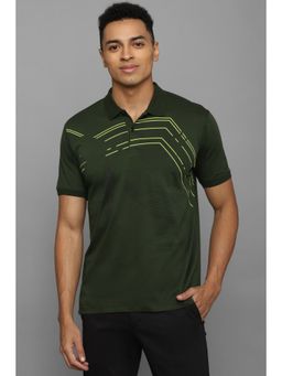 Allen Solly - Men Green Graphic Print Collar Neck Graphic Polo T-Shirt