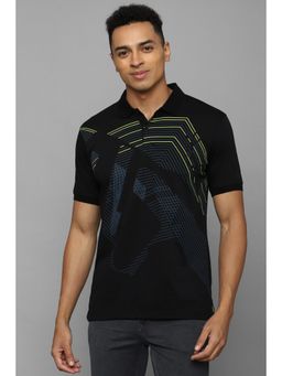 Allen Solly - Men Black Graphic Print Collar Neck Graphic Polo T-Shirt
