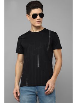 Louis Philippe - Men Black Printed Round Neck T-Shirt