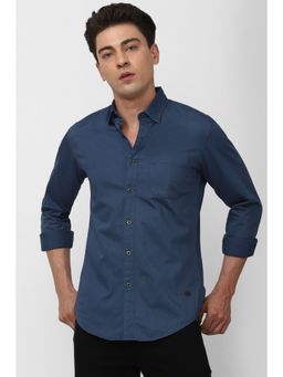 Peter England - Men Navy Blue Slim Fit Casual Shirt