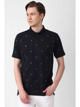 Simon Carter - Men Printed Navy Polo T-Shirt