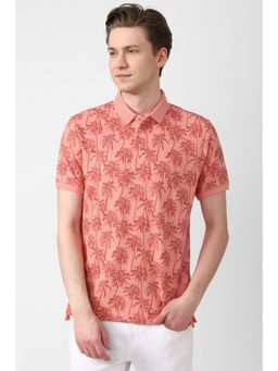 Simon Carter - Men Printed Pink Polo T-Shirt