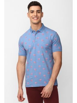 Simon Carter - Men Printed Blue Polo T-Shirt