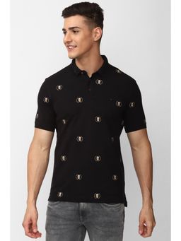 Simon Carter - Men Printed Black Polo T-Shirt