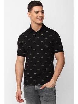 Simon Carter - Men Printed Black Polo T-Shirt