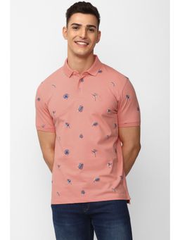 Simon Carter - Men Printed Pink Polo T-Shirt