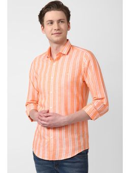Simon Carter - Men Stripes Orange Shirt