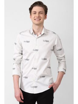 Simon Carter - Men Printed Off White Shirt