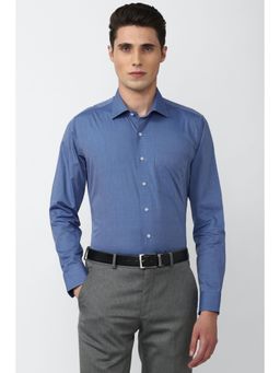 Van Heusen - Men Navy Blue Slim Fit Solid Full Sleeves Formal Shirt