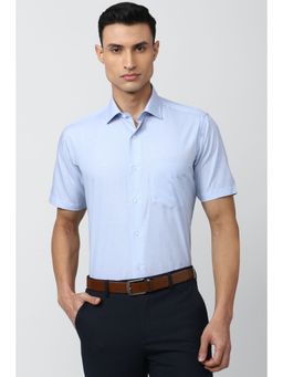 Van Heusen - Men Blue Regular Fit Solid Half Sleeves Formal Shirt