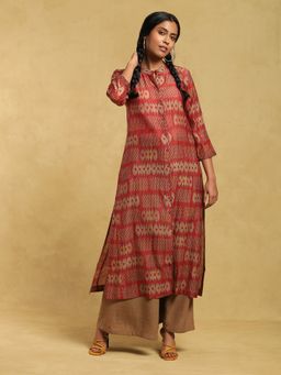 Ritu Kumar - Rust Printed Button-Down Kurta