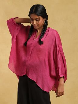 Ritu Kumar - Pink Crinkled Asymmetric Kurti