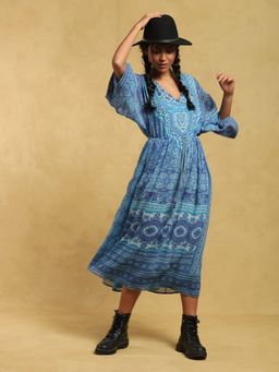 Ritu Kumar - Blue Printed Long Dress