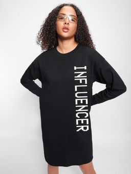 Bewakoof - Womens Black Graphic Boxy Dresses