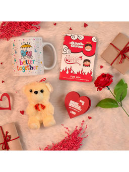 Indigifts - Valentine Week Gifts Love Themed Coffee Mug Artificial Rose Multicolor