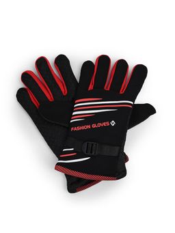 CAZZANO - Men Printed Acrylic Black Gloves