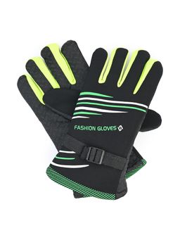 CAZZANO - Men Printed Acrylic Black Gloves