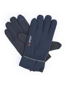 CAZZANO - Men Solid/Plain Acrylic Navy Blue Gloves