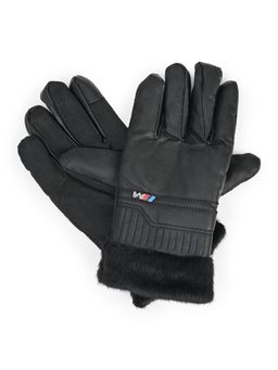 CAZZANO - Men Solid/Plain Acrylic Black Gloves