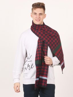 CAZZANO - Men Printed Pure Wool Maroon Muffler