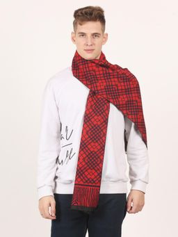 CAZZANO - Men Stripes Pure Wool Red Muffler