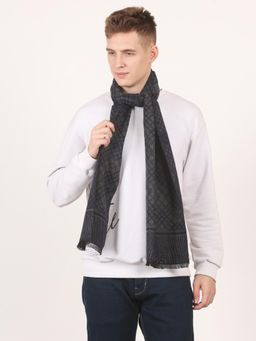 CAZZANO - Men Stripes Pure Wool Navy Blue Muffler