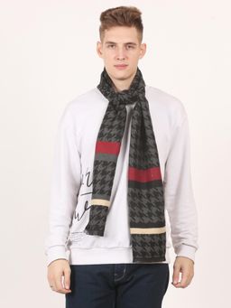 CAZZANO - Men Printed Pure Wool Black Muffler