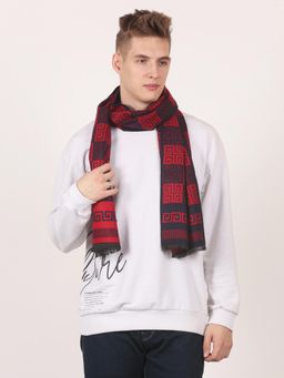 CAZZANO - Men Printed Pure Wool Red Muffler