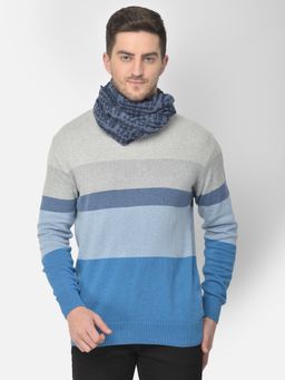 CAZZANO - Men Printed Acrylic Blue Muffler