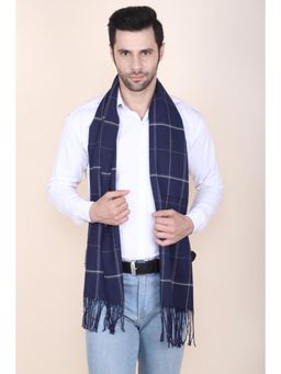 CAZZANO - Men Checks Acrylic Blue Muffler