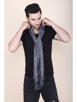 CAZZANO - Men Checks Acrylic Grey Muffler