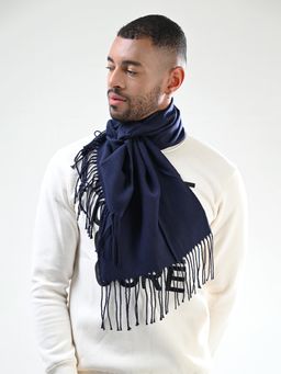 CAZZANO - Men Solid/Plain Acrylic Blue Muffler