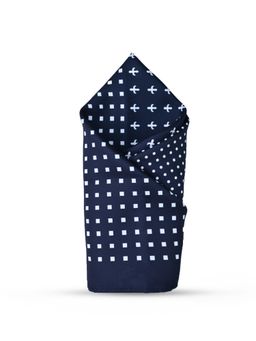 CAZZANO - Men Printed Microfiber Navy Blue Pocket Square