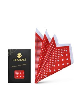 CAZZANO - Men Printed Microfiber Red Pocket Square